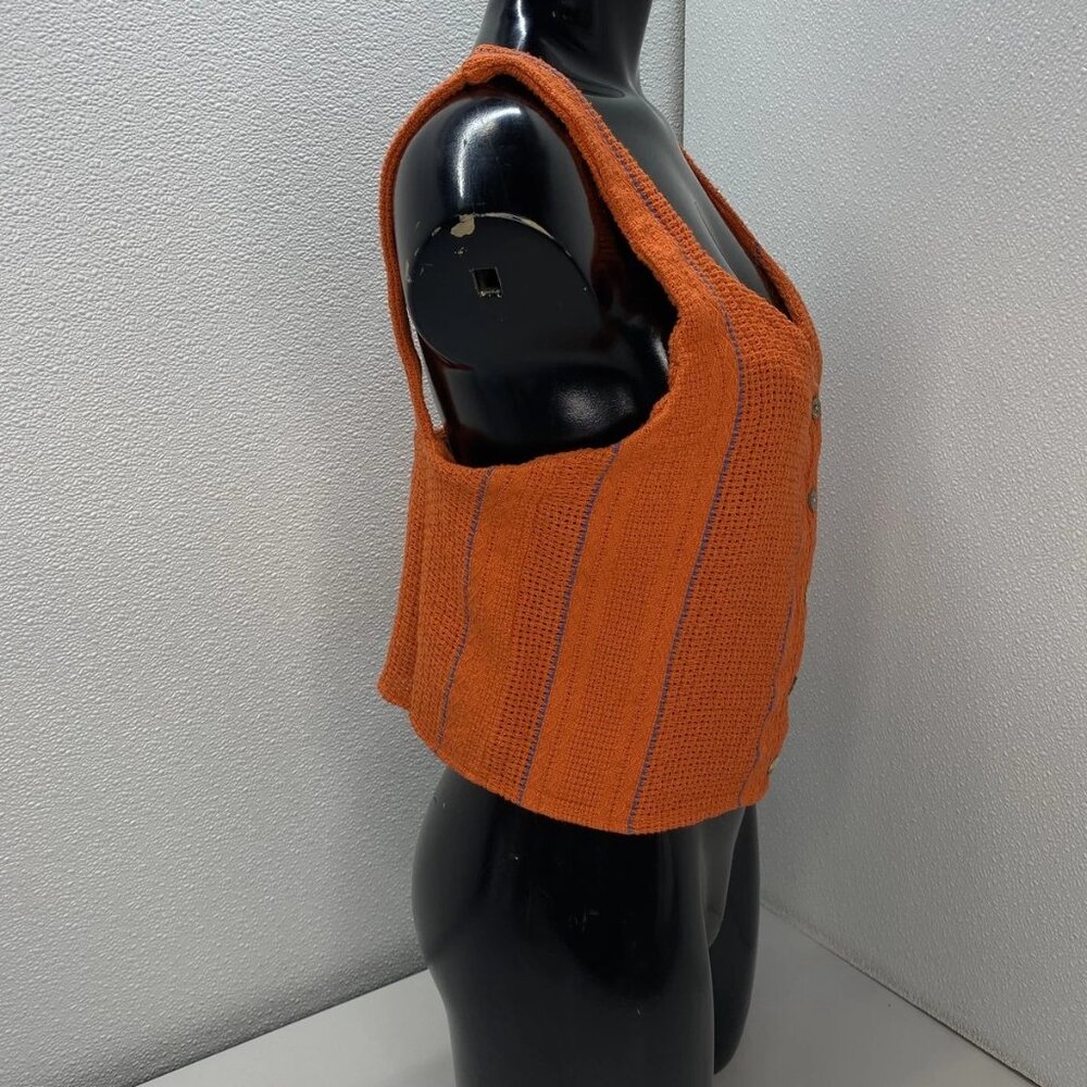 NEW ROAD TO NOWHERE Sofia Cotton Woven Stripe Tank Top • Size M • Tomato Orange - Picture 7 of 11